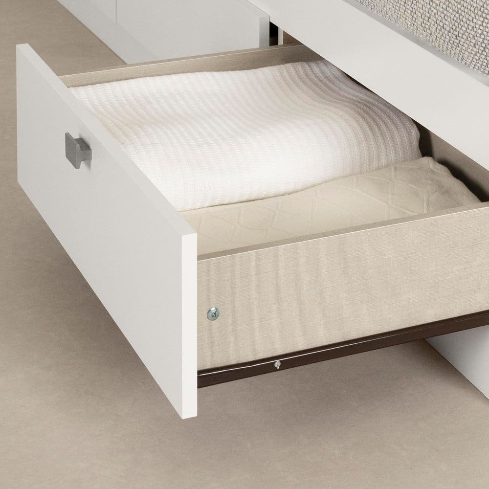 White Twin Wood Captain's Bed with Storage Drawers
