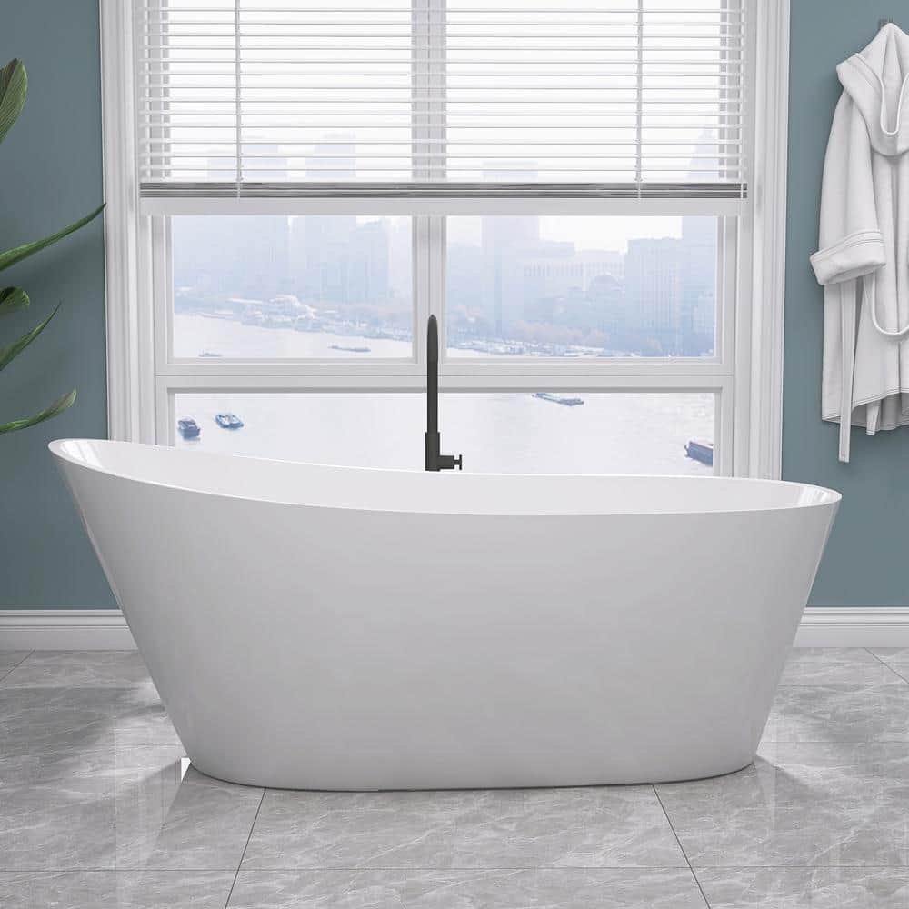 NTQ 67 in. x 29.5 in. Acrylic Freestanding Soaking Bathtub Stand Alone Bathtubs with Left Drain