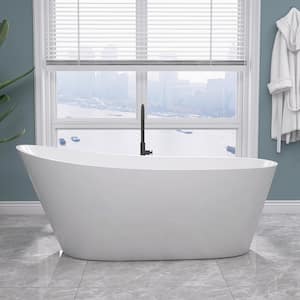 67 in. x 29.5 in. Acrylic Freestanding Soaking Bathtub Stand Alone Bathtubs with Left Drain Free Standing Tub in White