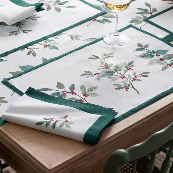 Company Cotton Floral Berry 20 in. W x 14 in. H Green Cotton Placemat Set of 4