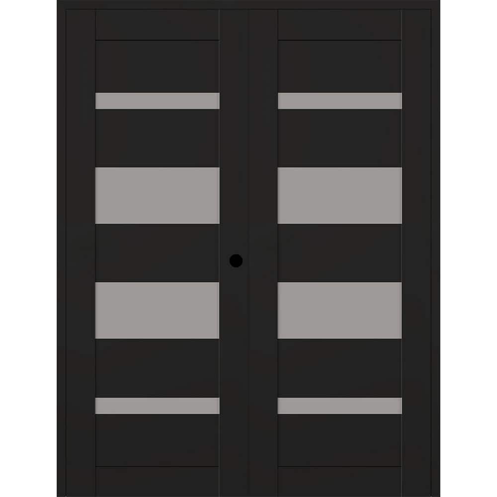 Mirella 72 in. x 96 in. Left Active 5-Lite Frosted Glass Black Matte Composite Double Prehung Interior Door price history on PriceWatchPro