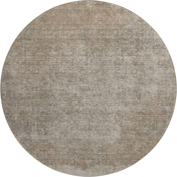 Mayfield Premium Machine Washable Abstract AMF2214 Beige 8 ft. x 8 ft. Round Rug