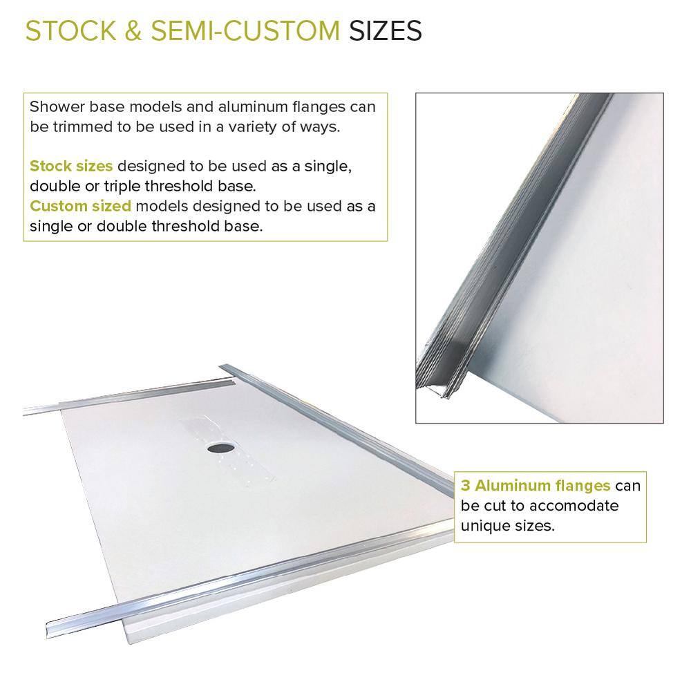 60-Inch Grey Solid Surface Zero Threshold Shower Base