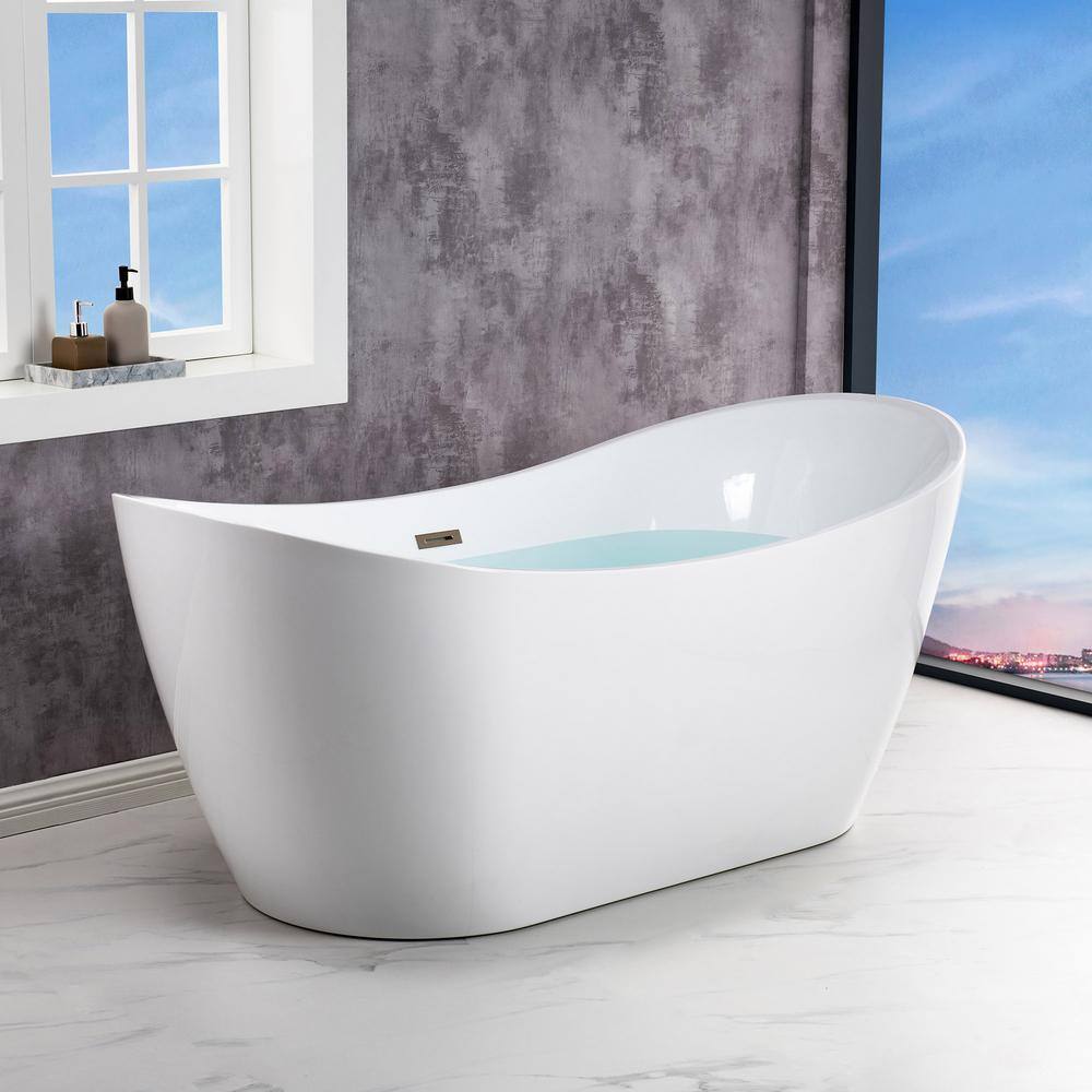 67'' White Acrylic Freestanding Double Slipper Bathtub