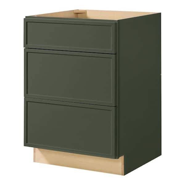 Leyton 24 in. W x 24 in. D x 34.5 in. H Ready to Assemble Plywood Slim Shaker Drawer Base Kitchen Cabinet in Fern Green