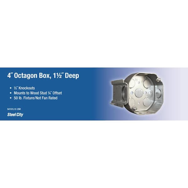 4 in. x 1-1/2 in. D Octagon Box with L Bracket (54151L12-25R)