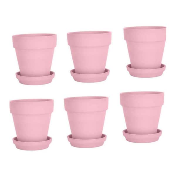Pink Terracotta Indoor/Outdoor Planter with Saucer(4 in. W x 4 in. H)6-Pack  L09HXC7C8J - The Home Depot