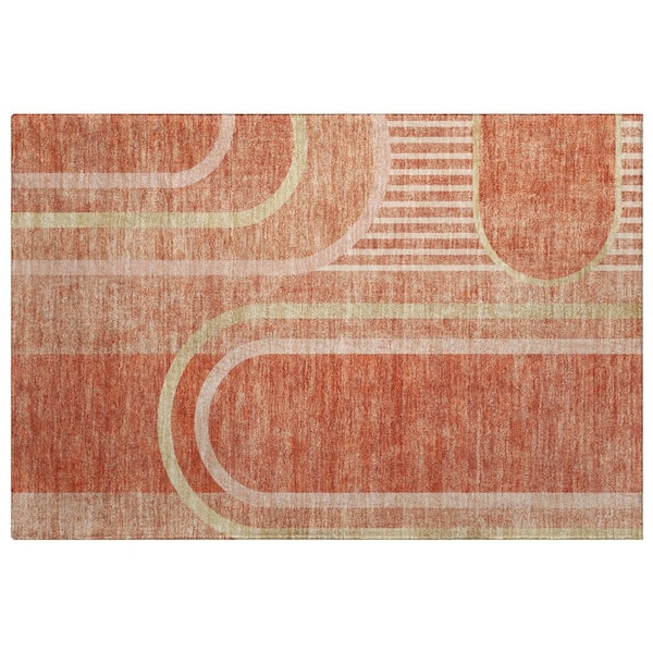 Dream Shag Premium Machine Washable Abstract ADS532 Salmon 3 ft. x 4 ft. Area Rug