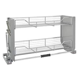 Chrome 36" Kitchen Pull-Down Wall Cabinet Shelf System