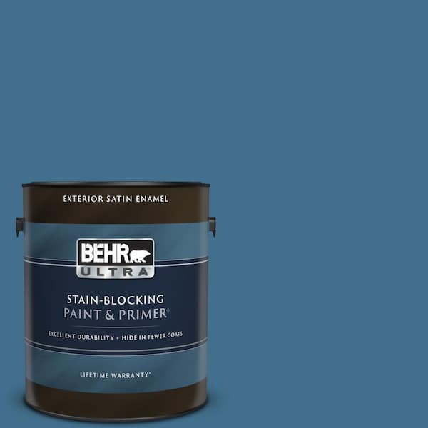BEHR ULTRA 1 gal. #M500-5 Sojourn Blue Satin Enamel Exterior Paint & Primer