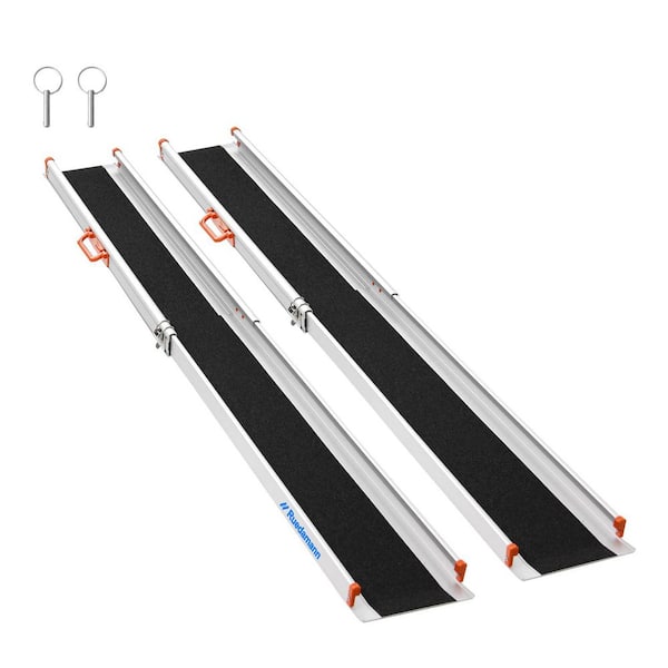 4.5-8 ft. 600 lb. Adjustable Aluminum Wheelchair Ramp, Portable Telescoping Non-Skid Surface Wheelchair Ramp for Home