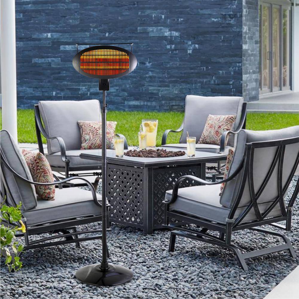 Black Metal Electric Infrared Standing Patio Heater