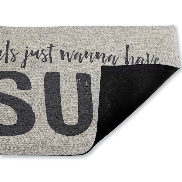 Girls Wanna Have Sun Blue 18 in. x 30 in. Polyester Non-Slip Outdoor Door Mat