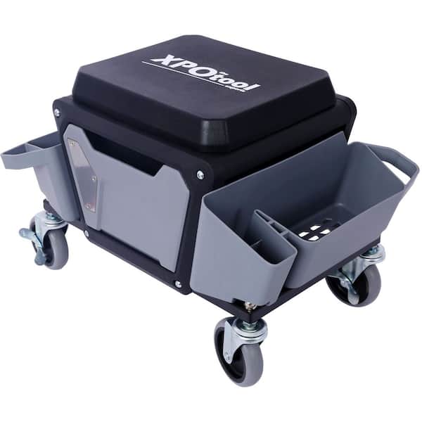 Heavy Duty Mechanic Stool with 330 lbs. Load Capability with Wheels, Rolling Creeper with Soft Rubber Cushion Seating