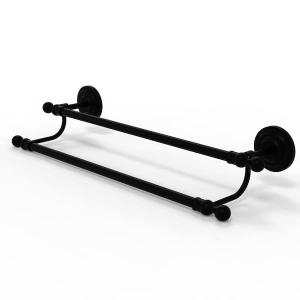 Allied Brass Que New Collection 18 in. Wall Mounted Double Towel Bar in Matte Black