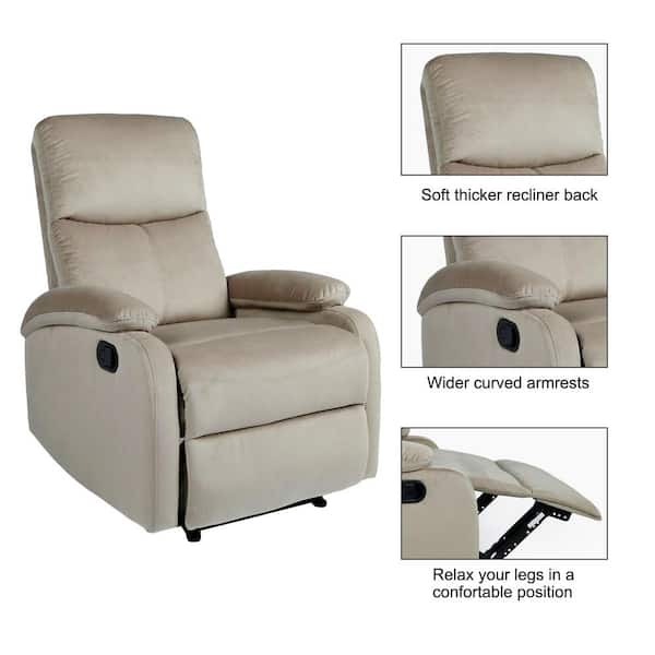 Pinksvdas A Big and Tall Beige Massage Recliner Chair with Massage