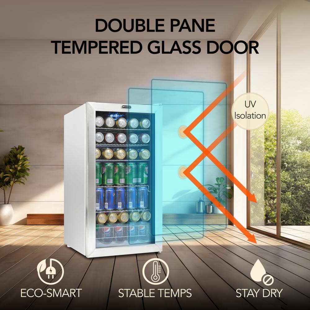 Compact Stainless Steel Freestanding Beverage Refrigerator with Glass Door