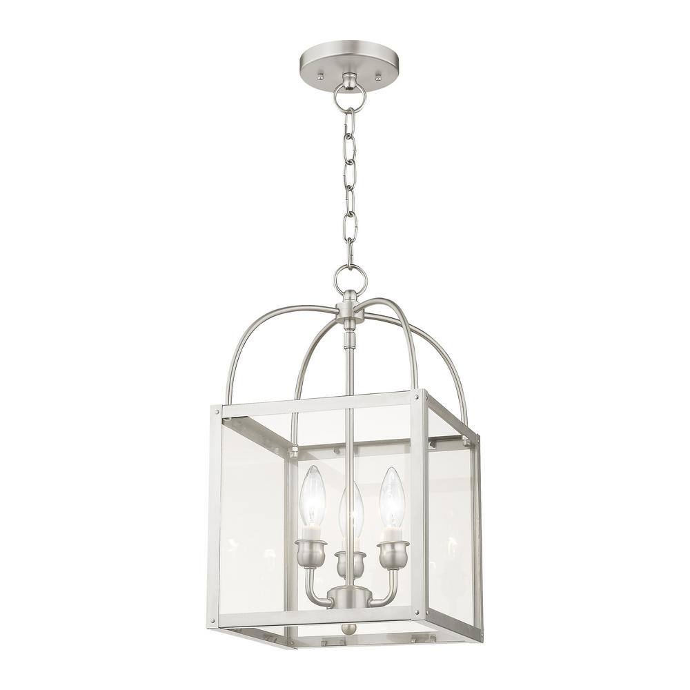 Milford Brushed Nickel 3-Light Mini Pendant with Clear Glass