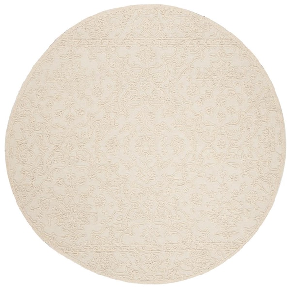 SAFAVIEH Trace Ivory 6 ft. x 6 ft. Round Medallion Floral Area Rug