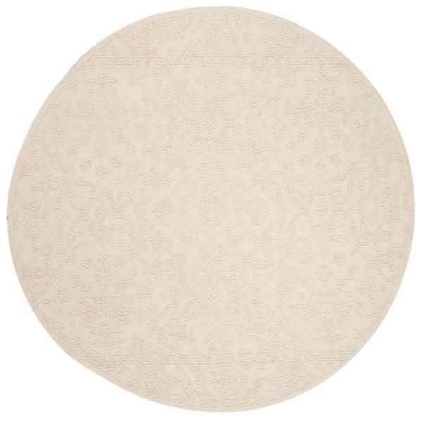 SAFAVIEH Trace Ivory 8 ft. x 8 ft. Floral Medallion Round Area Rug
