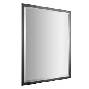 24 in. W x 30 in. H Metal Framed Beveled Edge Rectangular Vanity Mirror in Black