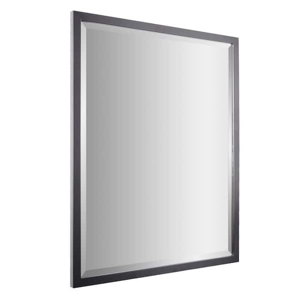 Deco Mirror 24 in. W x 30 in. H Metal Framed Beveled Edge Rectangular Vanity Mirror in Black