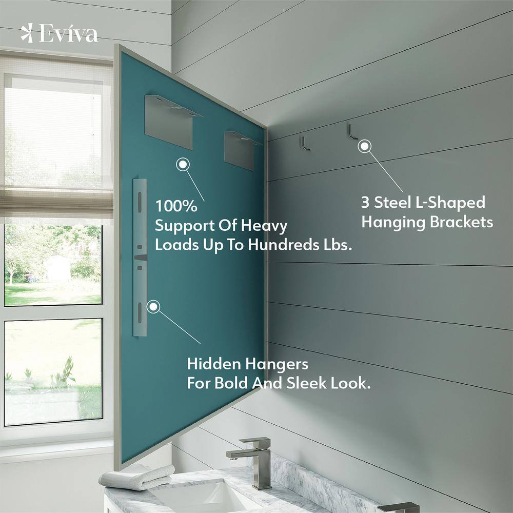 Brushed Wood Frame Rectangular 48" x 30" Wall Mirror