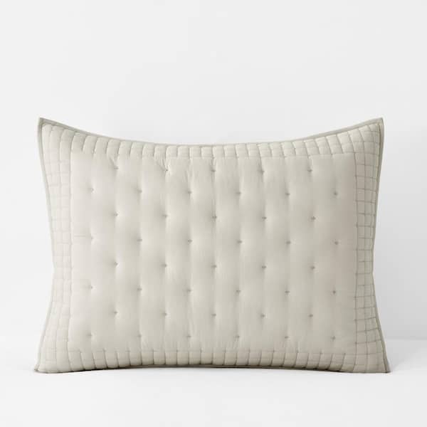 The Company Store Pintuck Oatmeal Cotton King Quilted Sham