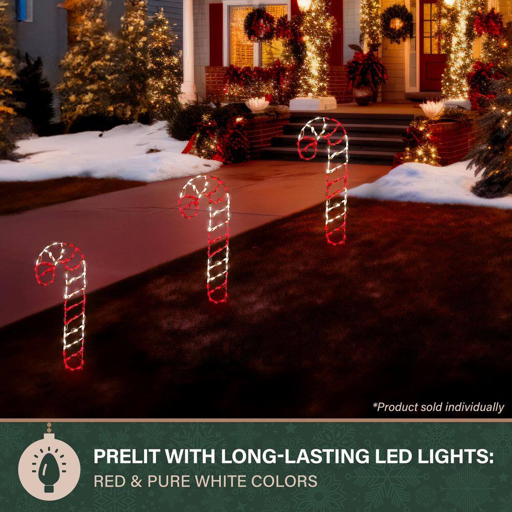Giant Red and White LED Candy Cane Outdoor Light