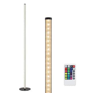 57.5 in. Black RGBW LED Dimmable Standing Floor Lamp for Living Room with Remote Control