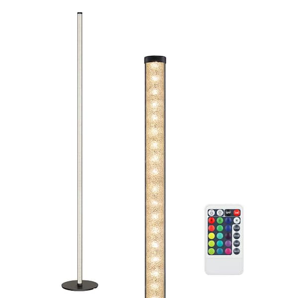 EDISHINE 57.5 in. Black RGBW LED Dimmable Standing Floor Lamp for Living Room with Remote Control