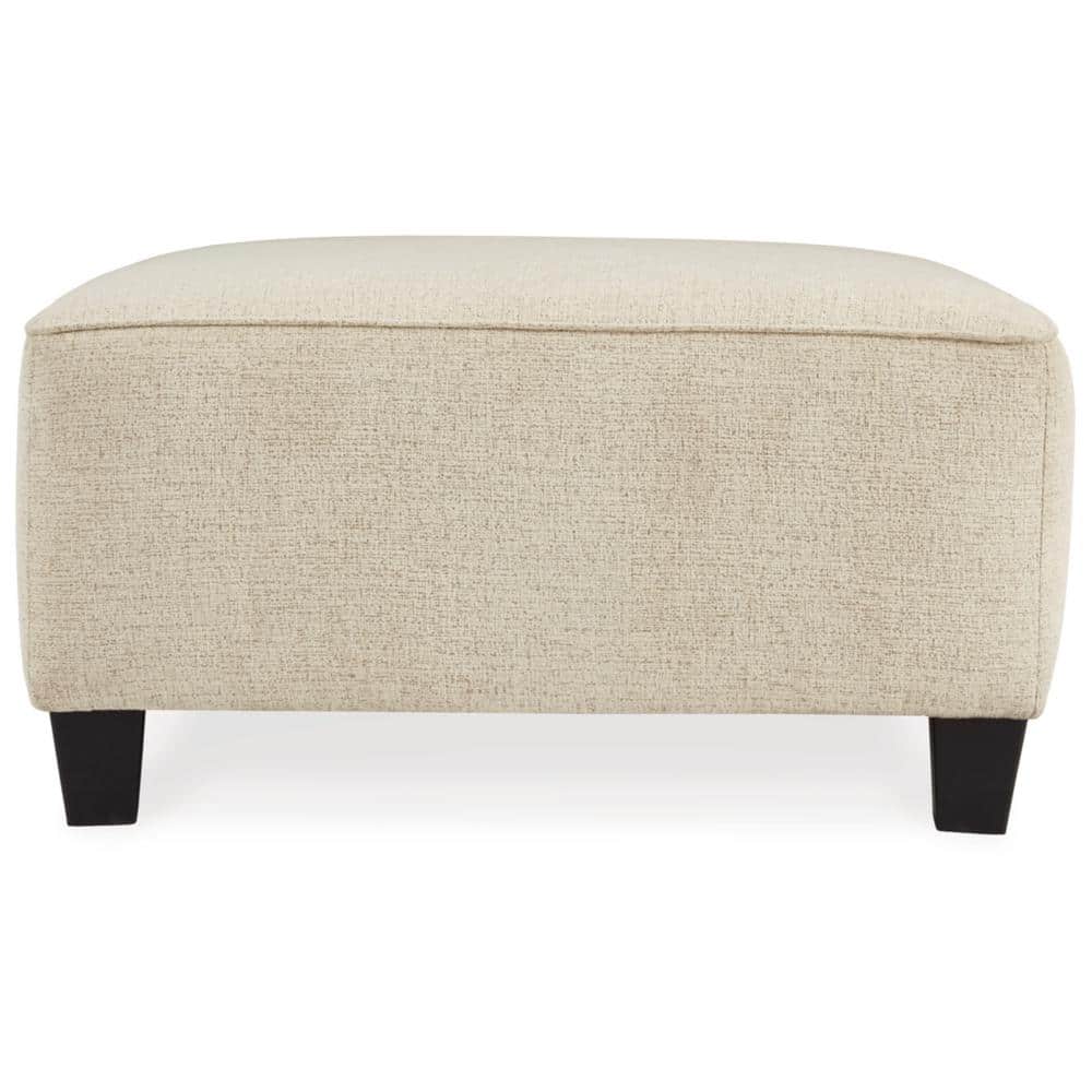 Contemporary Beige Chenille Oversized Footstool 39"x39"