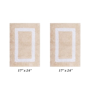 Hotel Collection Sand/White 17 in. x 24 in. and 17 in. x 24 in. 100% Cotton 2 Piece Bath Rug Set