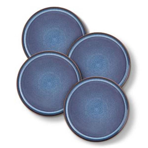 Blue Dinner Plate Set of 4 Serving Plates 10.25 in. Round Kitchen Plates Kiln Change Blue Plate Set Service for 4 People