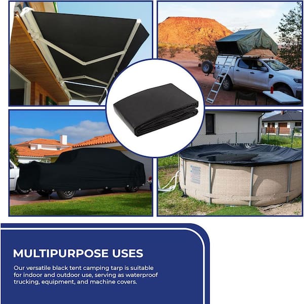 TarpsNow 20 ft. x 20 ft. Black 20 Mil 18 oz. Heavy Duty Vinyl