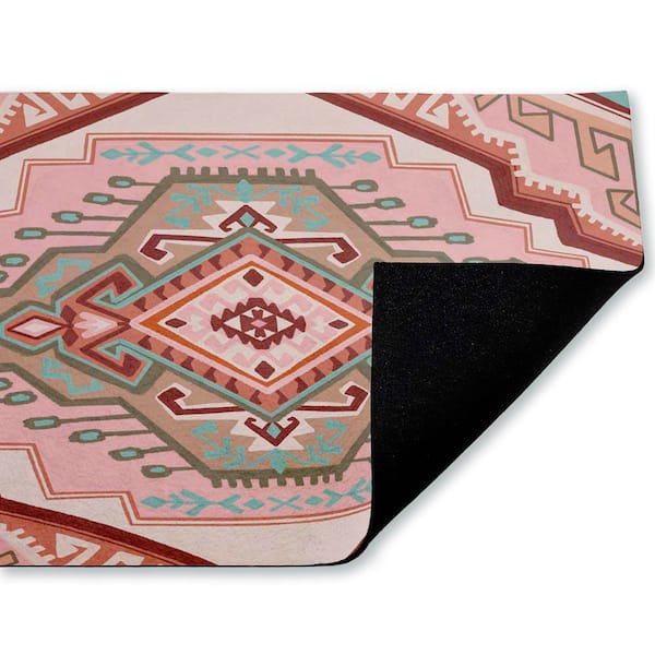 Terracotta Dreams Pink Boho Pink 18 in. x 30 in. Polyester Non-Slip Outdoor Door Mat