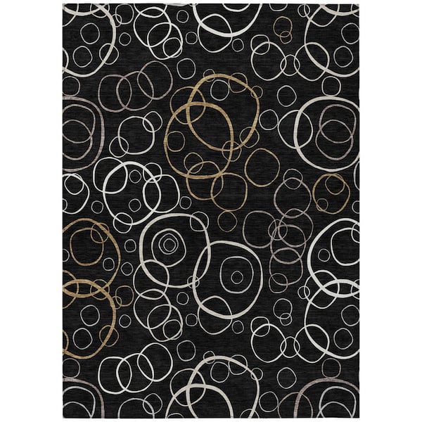 Chantille Machine Washable Indoor/Outdoor Abstract ACN2408 Black 10 ft. x 14 ft. Area Rug