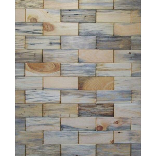 Rustix Woodbrix 3 in. x 8 in. Prefinished Antique Blend North Eastern White Pine Wooden Wall Tile