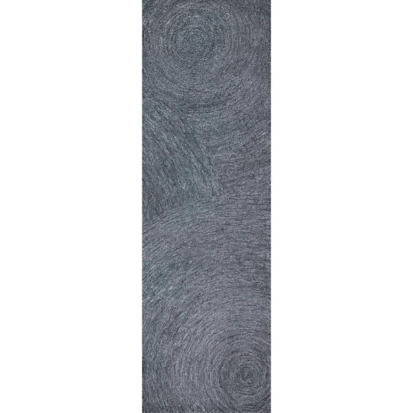 Unbranded London Gray 3 ft. x 8 ft. Swirl/Abstract Wool Runner Rug