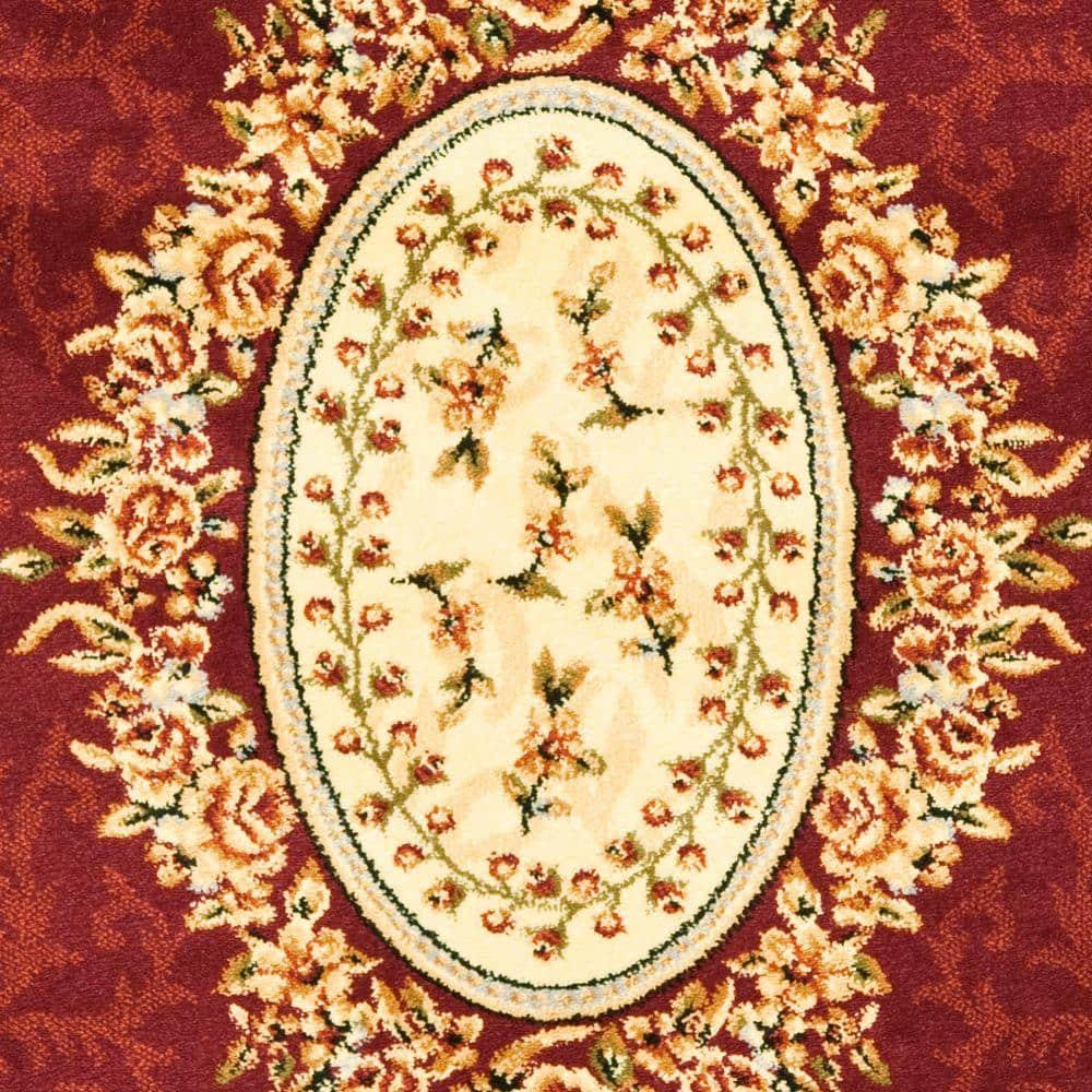 Red and Ivory Floral Synthetic Tufted Area Rug 12' x 15'