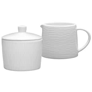 Colorscapes White-on-White Swirl (White) Porcelain Sugar and Creamer Set