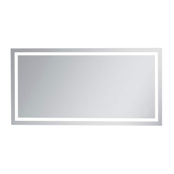 Unbranded Timeless Home 36 in. W x 72 in. H Rectangle Frameless Silver LED Mirror