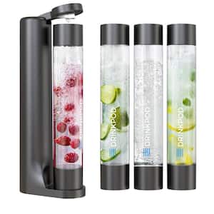 FIZZPod Black One Touch Sparking Soda Maker Machine with 3-Bottles