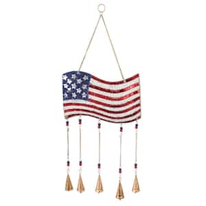 27 in. American Flag Beaded Iron Wind Chime