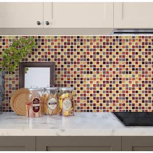 Gold and Beige 11.7 in. x 11.7 in. Square Polished Glass and Stone Mosaic Tile (4.75 sq. ft./Case)