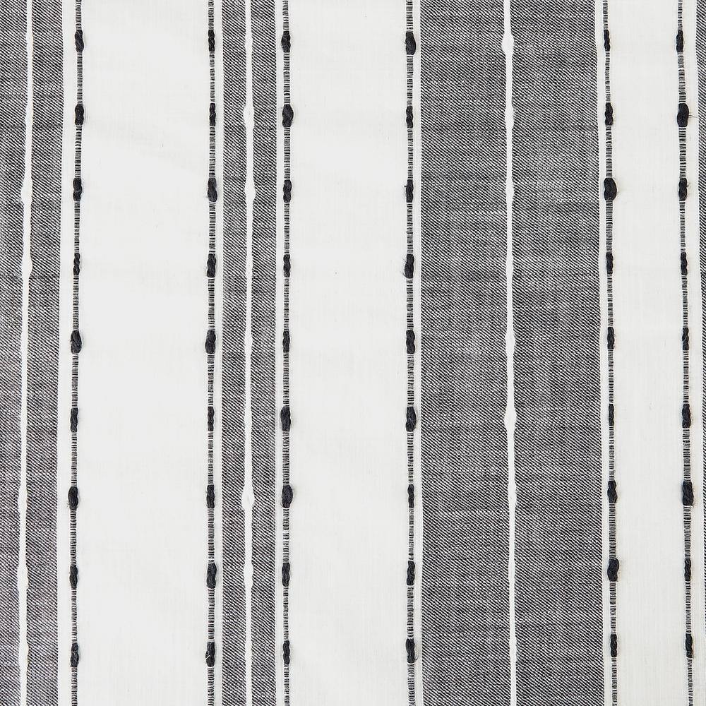 Black and White Striped Cotton Cafe Curtain Valance, 52" x 14"