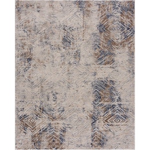 Vogue Beige (9 ft. x 12 ft.) - 9 ft. 2 in. x 12 ft. 6 in. Modern Abstract Area Rug Large
