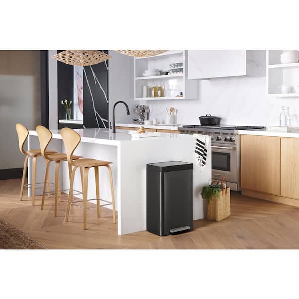 13 Gal. Stainless Steel Trash Can in Black Stainless