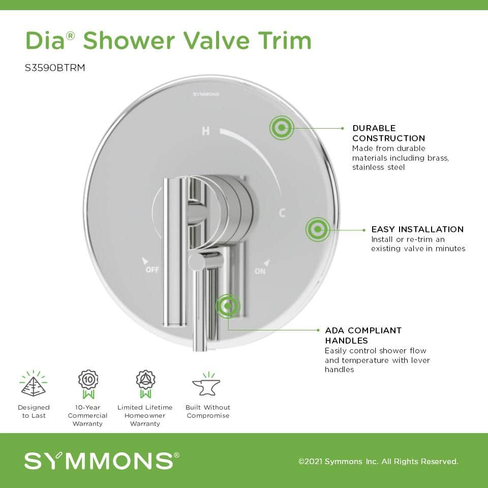 Dia Polished Chrome Wall Mounted Shower Valve Trim Kit