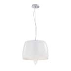 3-Light Chrome Pendant with White Shade